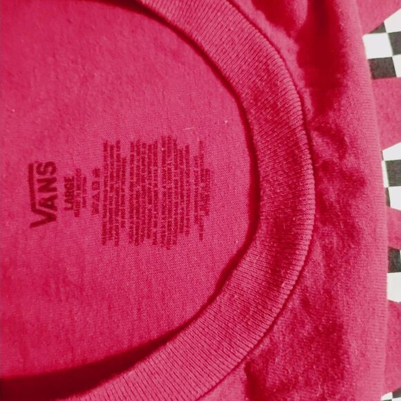 Vans Red Checkerboard Logo T-Shirt Youth Large / Women’s Small - Picture 4 of 5